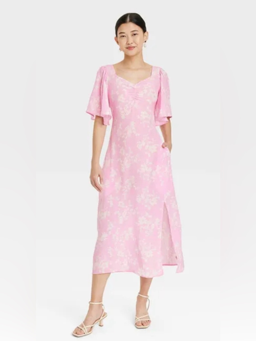 a new day Pink Floral Maxi Dress  Size XL Cottage  Romantic Feminine